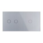 ELEKTRO SMART ELEKTRO SMART stakleni panel za prekidače s metalnim nosačem, 2+1, sivi ES-G157.2G&1G-GY