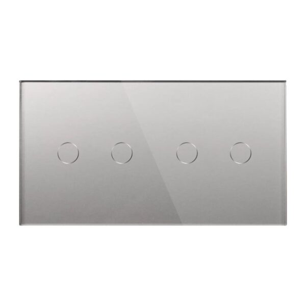 KSA ELEKTROPROFI ELEKTRO SMART stakleni panel za prekidače s metalnim nosačem, 2+2, sivi ES-G157.2X2G-GY