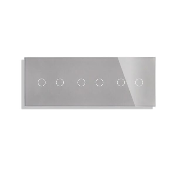 ELEKTRO SMART ELEKTRO SMART stakleni panel za prekidače, 2+2+2 s metalnim nosačem, sivi ES-G228.3X2G-GY
