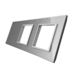 ELEKTRO SMART ELEKTRO SMART stakleni panel za prekidače, 1 + dvostruki okvir s metalnim nosačem, sivi ES-G228.1G&2X1F-GY
