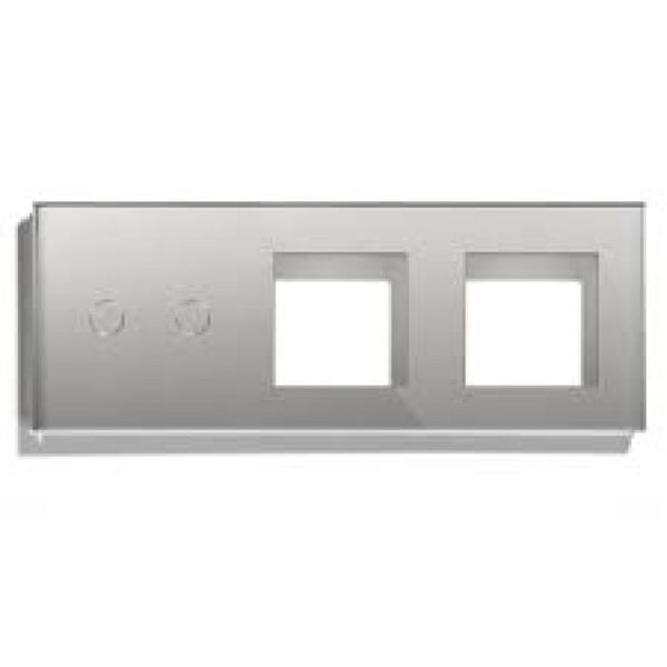 ELEKTRO SMART ELEKTRO SMART stakleni panel za prekidače, 2 + dvostruki okvir s metalnim nosačem, sivi ES-G228.2G&2X1F-GY