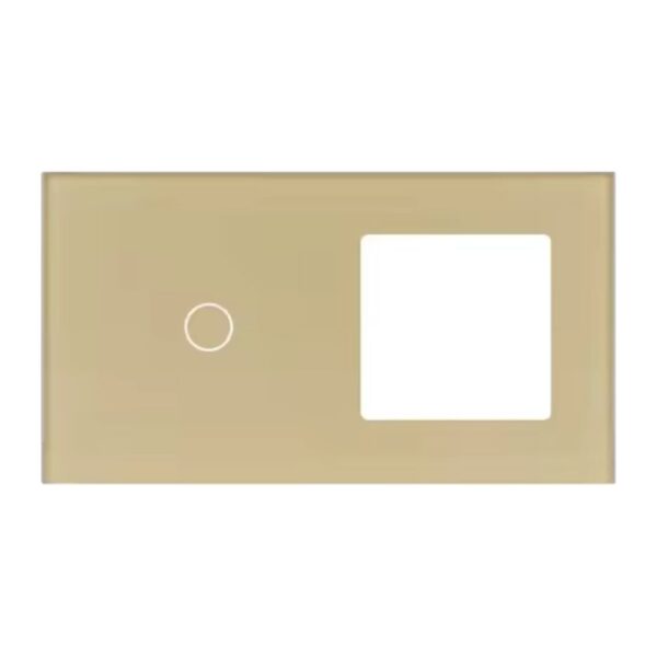 ELEKTRO SMART ELEKTRO SMART stakleni panel za prekidače x1 + jednostruki okvir za module s metalnim nosačem, zlatni ES-G157.1G1F-GD