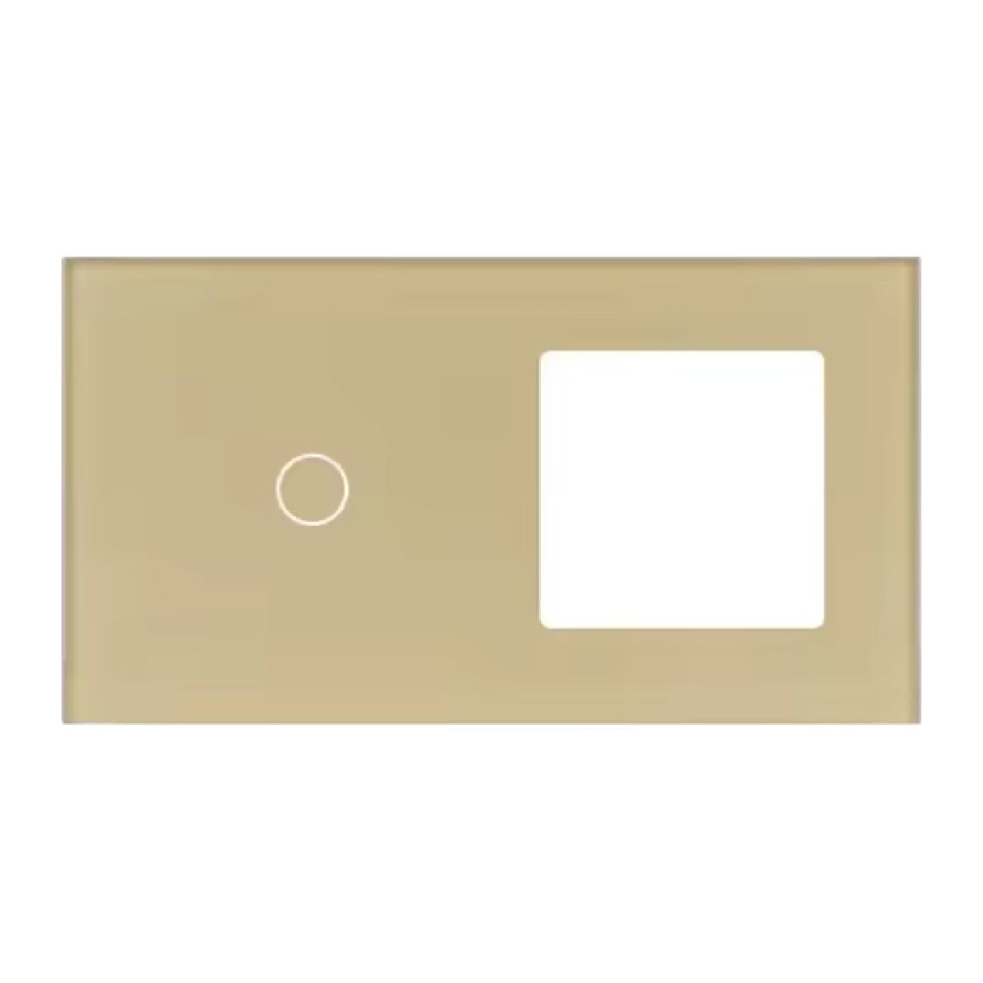 ELEKTRO SMART ELEKTRO SMART stakleni panel za prekidače x1 + jednostruki okvir za module s metalnim nosačem, zlatni ES-G157.1G1F-GD ELEKTRO SMART ELEKTRO SMART stakleni panel za prekidače x1 + jednostruki okvir za module s metalnim nosačem, zlatni ES-G157.1G1F-GD - Slika 1