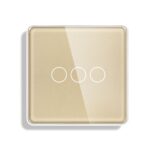 ELEKTRO SMART ELEKTRO SMART stakleni panel za trostruki prekidač s metalnim nosačem, zlatni ES-G86.3G-GD