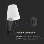 V-TAC LED noćna svjetiljka 2W CREE čip 3000K IP20 USB/TIP C, crna 240016