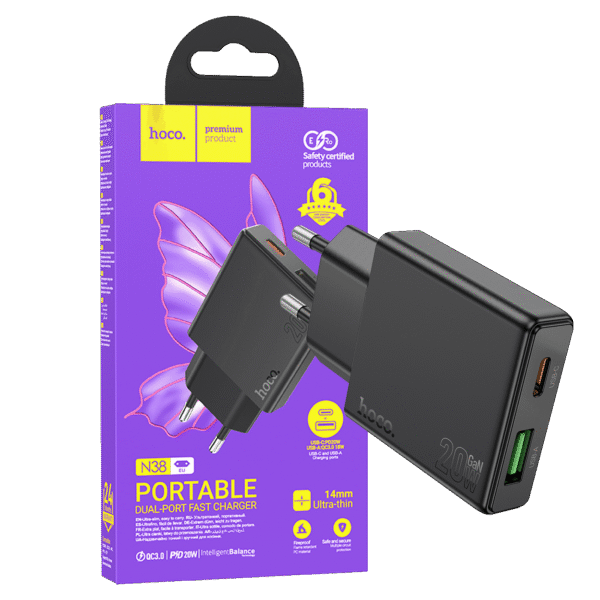 hoco. Punjač kućni, brzi, PD20W + QC3.0 Dual Port - N38 Delgado EU