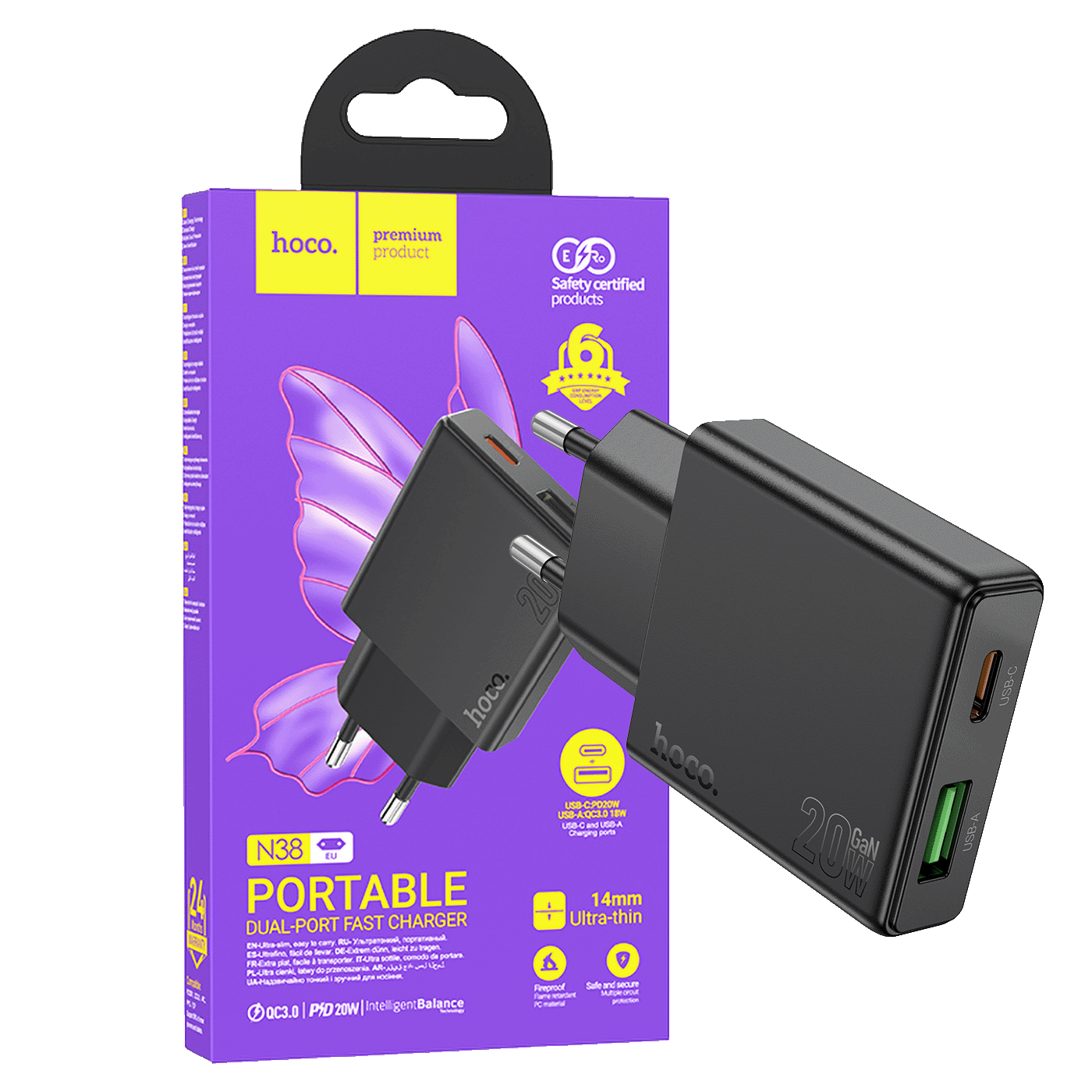 hoco. Punjač kućni, brzi, PD20W + QC3.0 Dual Port - N38 Delgado EU hoco. Punjač kućni, brzi, PD20W + QC3.0 Dual Port - N38 Delgado EU - Slika 1