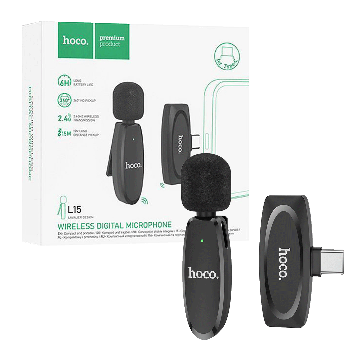 hoco. Bežični mikrofon sa USB type C konetktorom - L15 Crystal Lavalier hoco. Bežični mikrofon sa USB type C konetktorom - L15 Crystal Lavalier - Slika 1