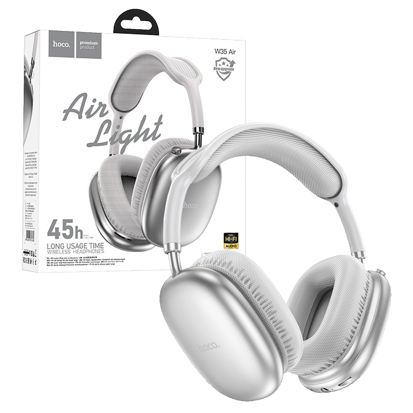 hoco. Slušalice bežične sa mikrofonom, Bluetooth, srebrena - W35 Air Triumph Silver hoco. Slušalice bežične sa mikrofonom, Bluetooth, srebrena - W35 Air Triumph Silver - Slika 1