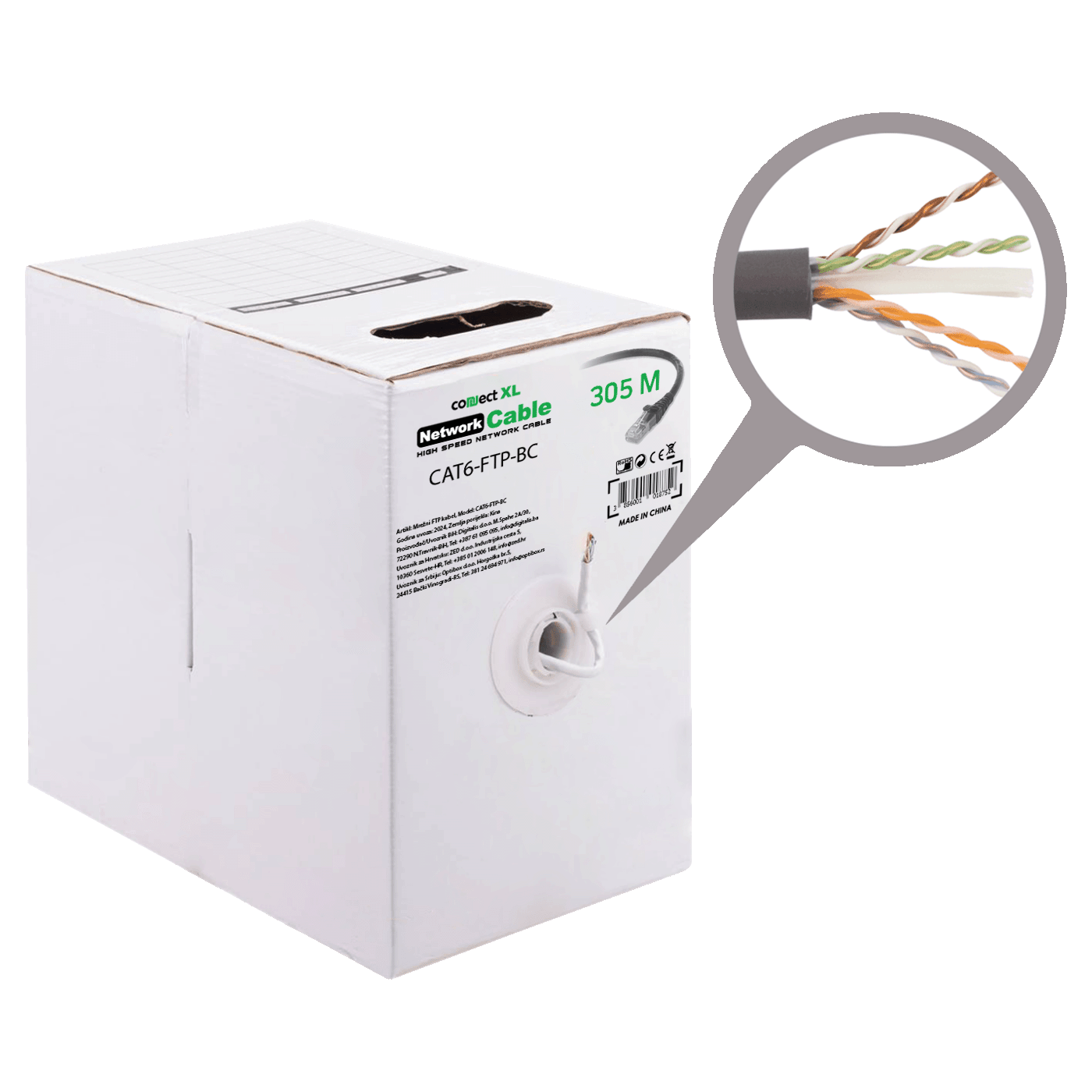 Connect XL Mrežni FTP kabl, CAT6, BC, 305 met. - CAT6-FTP-BC Connect XL Mrežni FTP kabl, CAT6, BC, 305 met. - CAT6-FTP-BC - Slika 1