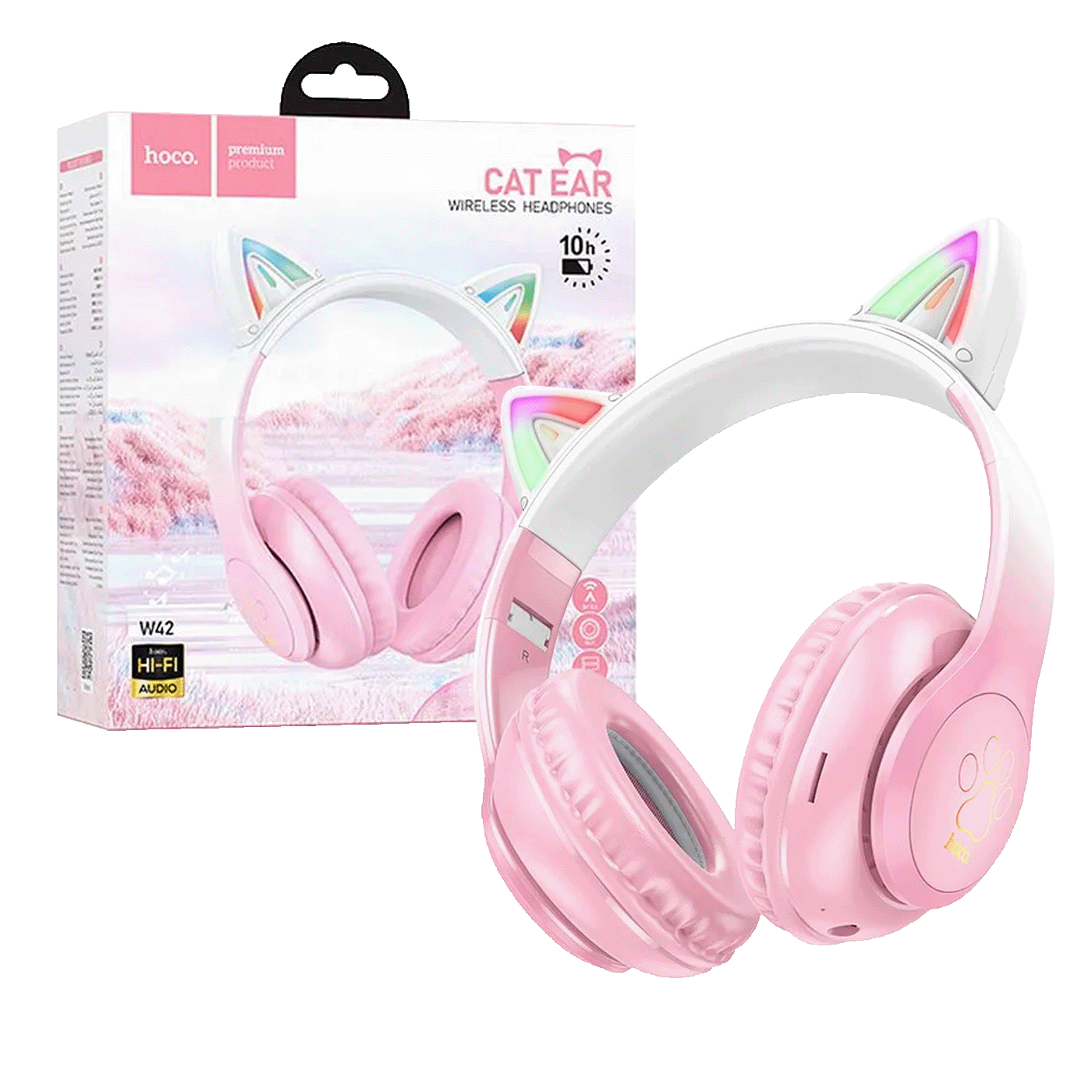 hoco. Slušalice bežične sa mikrofonom, Bluetooth - W42 Cat Ears, Cherry Blossom hoco. Slušalice bežične sa mikrofonom, Bluetooth - W42 Cat Ears, Cherry Blossom - Slika 1