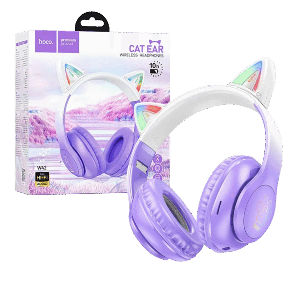 hoco. Slušalice bežične sa mikrofonom, Bluetooth - W42 Cat Ears, Purple Grape
