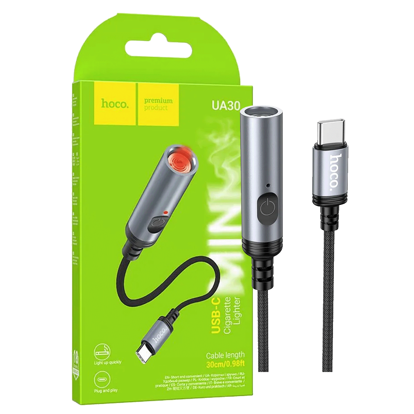 hoco. Upaljač sa USB type C kabelom - UA30 type C hoco. Upaljač sa USB type C kabelom - UA30 type C - Slika 1