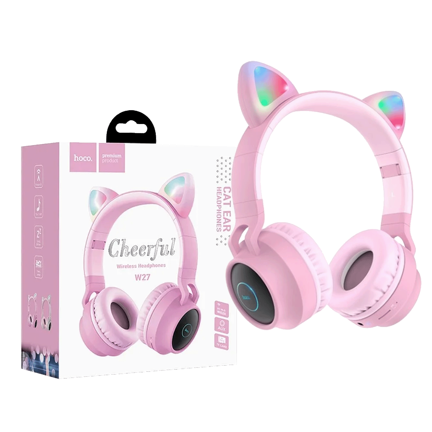 hoco. Slušalice bežične, Bluetooth - W27 Cat Ear Pink hoco. Slušalice bežične, Bluetooth - W27 Cat Ear Pink - Slika 1
