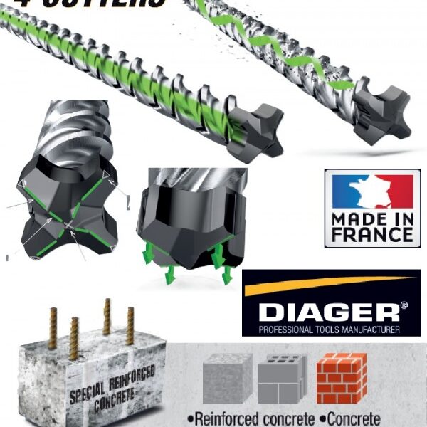 DIAGER svrdlo SDS-plus 4G4 10x310 mm za bušenje armiranog betona
