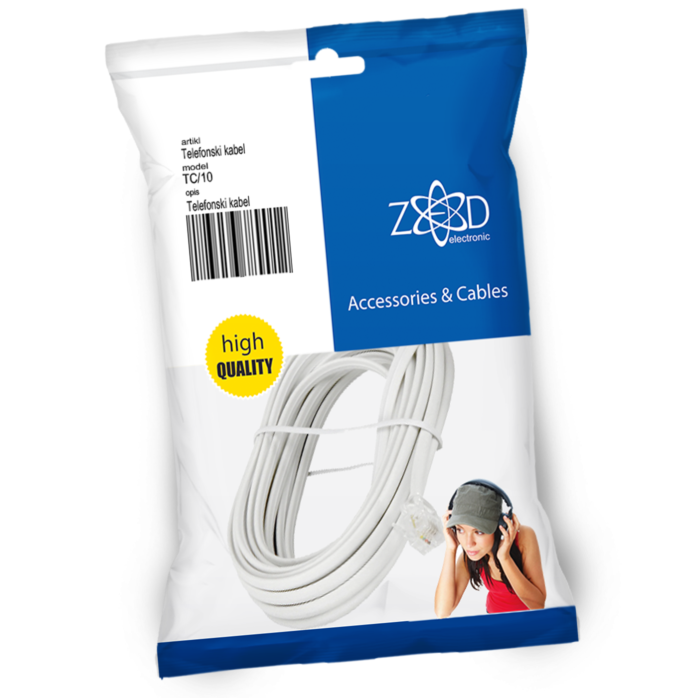 ZED electronic Telefonski kabel sa konektorima, dužina 10 metara - TC/10 ZED electronic Telefonski kabel sa konektorima, dužina 10 metara - TC/10 - Slika 1