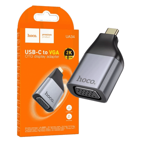 hoco. Adapter USB type C na VGA, 2K, OTG - UA34