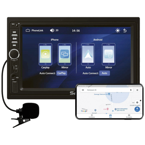 SAL Auto radio, 4 x 45W, 7" LCD Display, BT, USB, microSD - VBX910