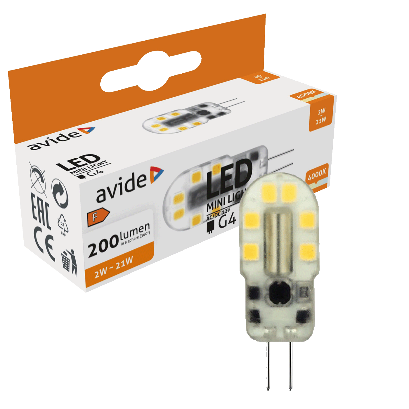 Avide Žarulja, G4, LED 2W, 4000K, 12V DC, bijela svjetlost - ABG4NW-2W-B Avide Žarulja, G4, LED 2W, 4000K, 12V DC, bijela svjetlost - ABG4NW-2W-B - Slika 1