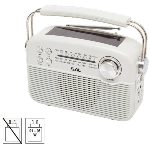 SAL Radio prijemnik sa solarnim napajanjem, FM-AM-SW, Bluetooth - RPR9