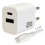 REDLINE Punjač sa USB-C kablom, 1 x USB-A, 1 x USB-C, brzi, 20W - PQ210AC+CC1.2M