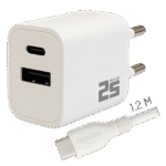 REDLINE Punjač sa USB-C kablom, 1 x USB-A, 1 x USB-C, brzi, 25W - PQ256AC+CC1.2M60W