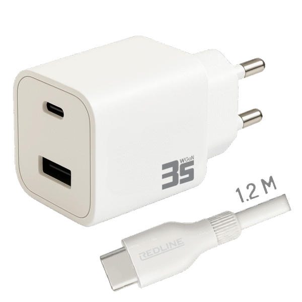 REDLINE Punjač sa USB-C kablom, 1 x USB-A, 1 x USB-C, brzi, 35W - PQ351AC+CC1.2M60W