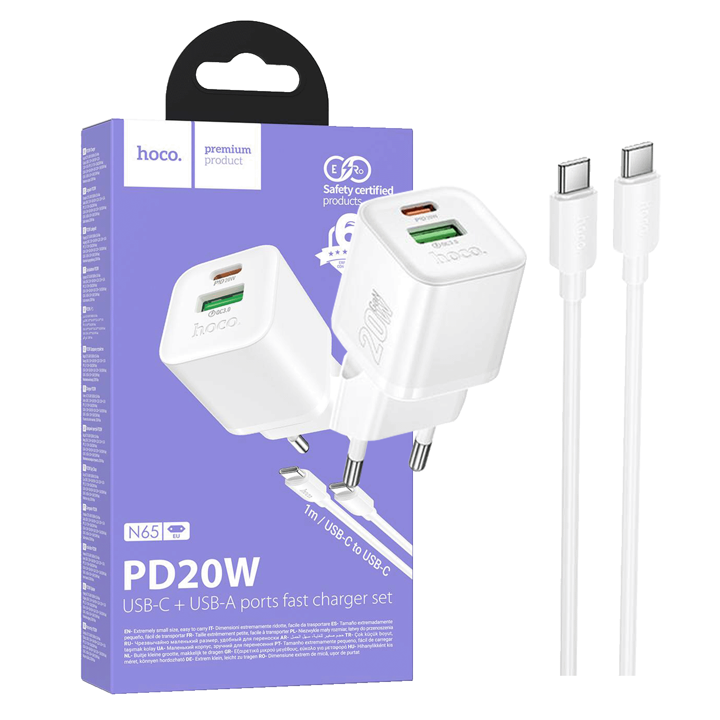 hoco. Punjač kućni sa type C kabelom, PD20W + QC3.0 - N65 Ingenious type C hoco. Punjač kućni sa type C kabelom, PD20W + QC3.0 - N65 Ingenious type C - Slika 1