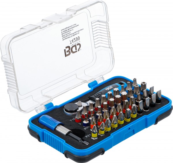 BGS set bitova s račnom 1/4" 43-dijelni 74299 BGS 43-dijelni set bitova s račnom 1/4" u praktičnom kućištu