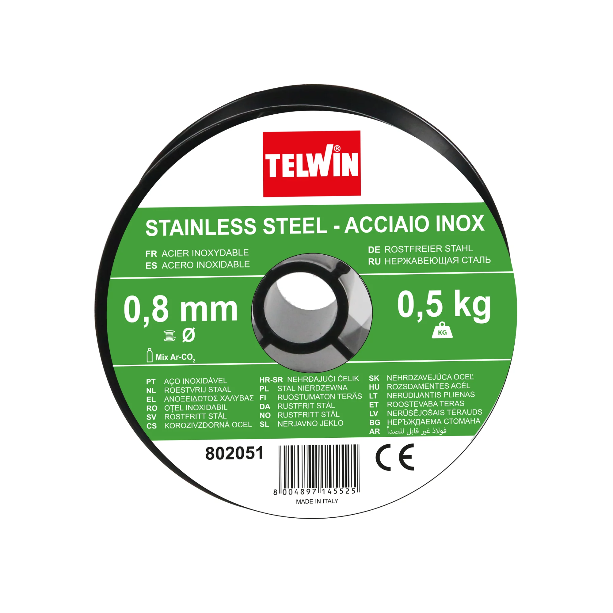 Telwin žica za zav.inox 0,8mm/0,5kg 802051 TP26 Telwin inox žica za zavarivanje promjera 0,8 mm na špuli mase 0,5 kg
