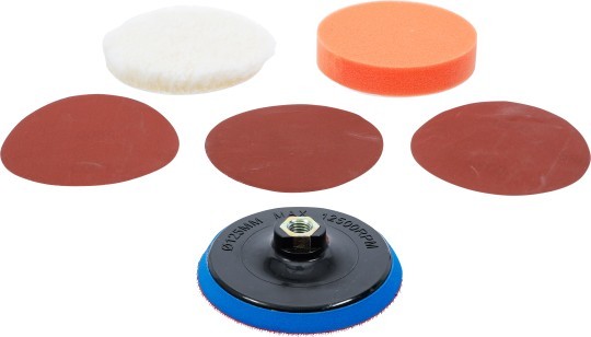 BGS set za brušenje i poliranje 125mm 8592 BP26 BGS set za brušenje i poliranje 125mm s podlogom M14 i brusnim te polirnim nastavcima