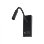V-TAC 3W LED zidna svjetiljka s USB/PD punjenjem CREE čip 3000K crna- 3 GODINE GARANCIJE 241516