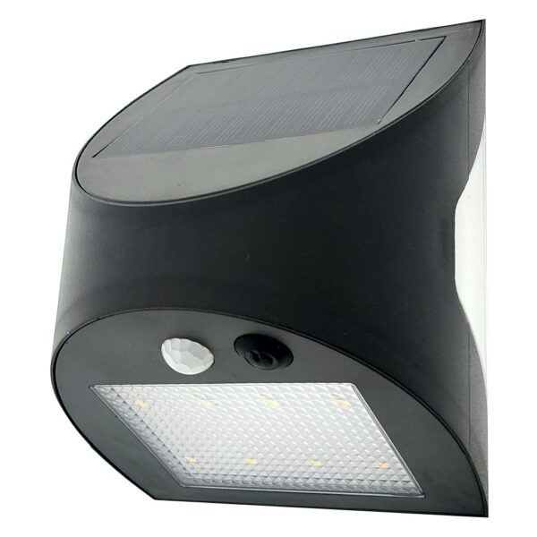 KSA ELEKTROPROFI Dekorativna LED solarna zidna svjetiljka sa senzorom 3W, 4000K, IP54, crna TR-05S