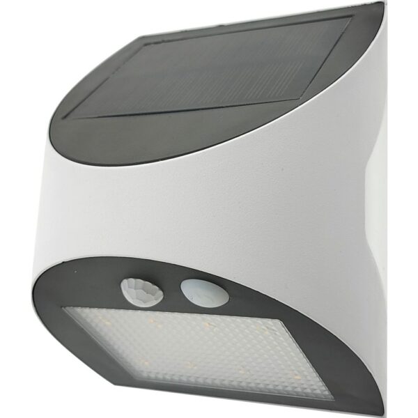 KSA ELEKTROPROFI Dekorativna LED solarna zidna svjetiljka sa senzorom 3W, 4000K, IP54, bijela TR-03S