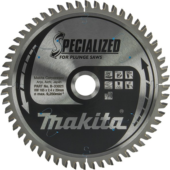 Makita kružni list 165x20mm Z56 AL B-33021 (B-09307) Makita kružni list 165x20mm Z56 AL B-33021 s 56 zuba