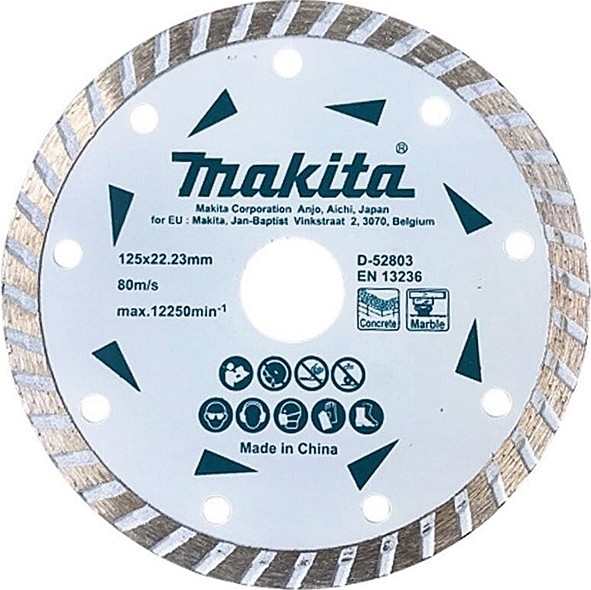 Makita dijamantna rezna ploča 125mm D-52803 s natpisima na ploči