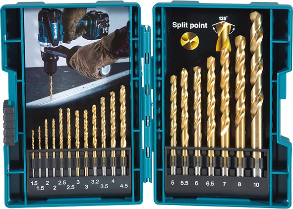 Makita set svrdala HSS-TiN 1,5-10 mm 19-dijelni u plavom kućištu D-67527