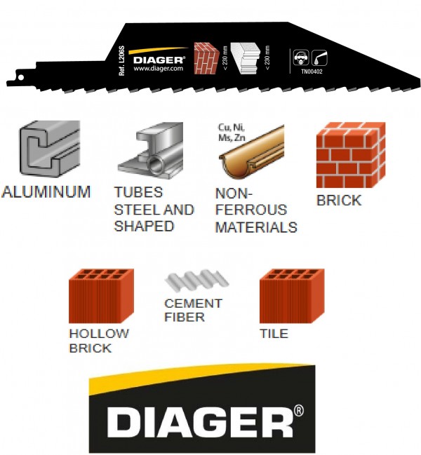DIAGER list sabljaste pile - cigla 17x300mm 1/1 L206SL3001 DIAGER list sabljaste pile za ciglu duljine 300 mm