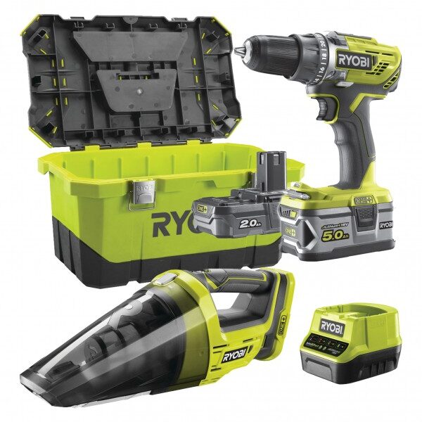 Ryobi set alata R18DD3-252VT(buš,usisav.,baterije.sand.)PP26