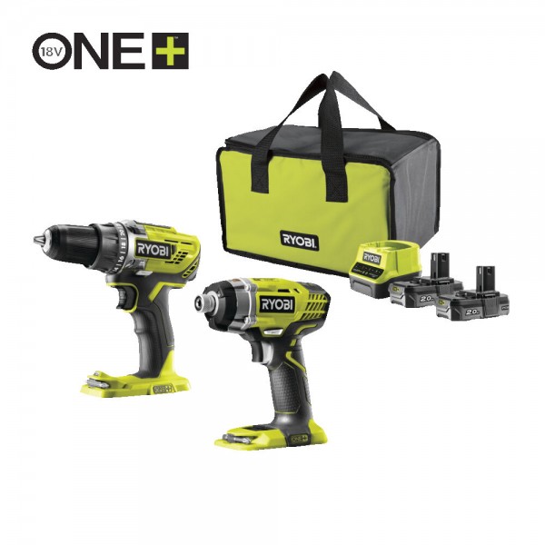 Ryobi set alata R18DDID-220S(R18DD3,RID1801M,2x2Ah,pun)PP26 Ryobi set alata R18DDID-220S s bušilicom, udarnim odvijačem, dvama akumulatorima i punjačem