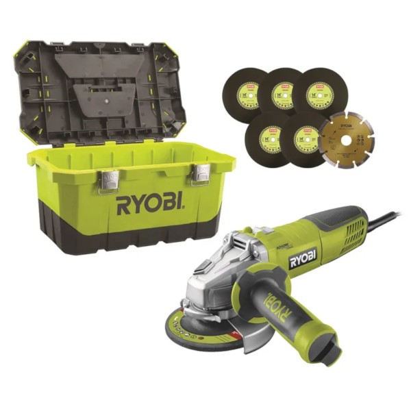 Ryobi brusilica kutna RAG1010-125TA6(125mm,1010W,pribor)PP26 Ryobi kutna brusilica RAG1010-125TA6 s priborom i koferom