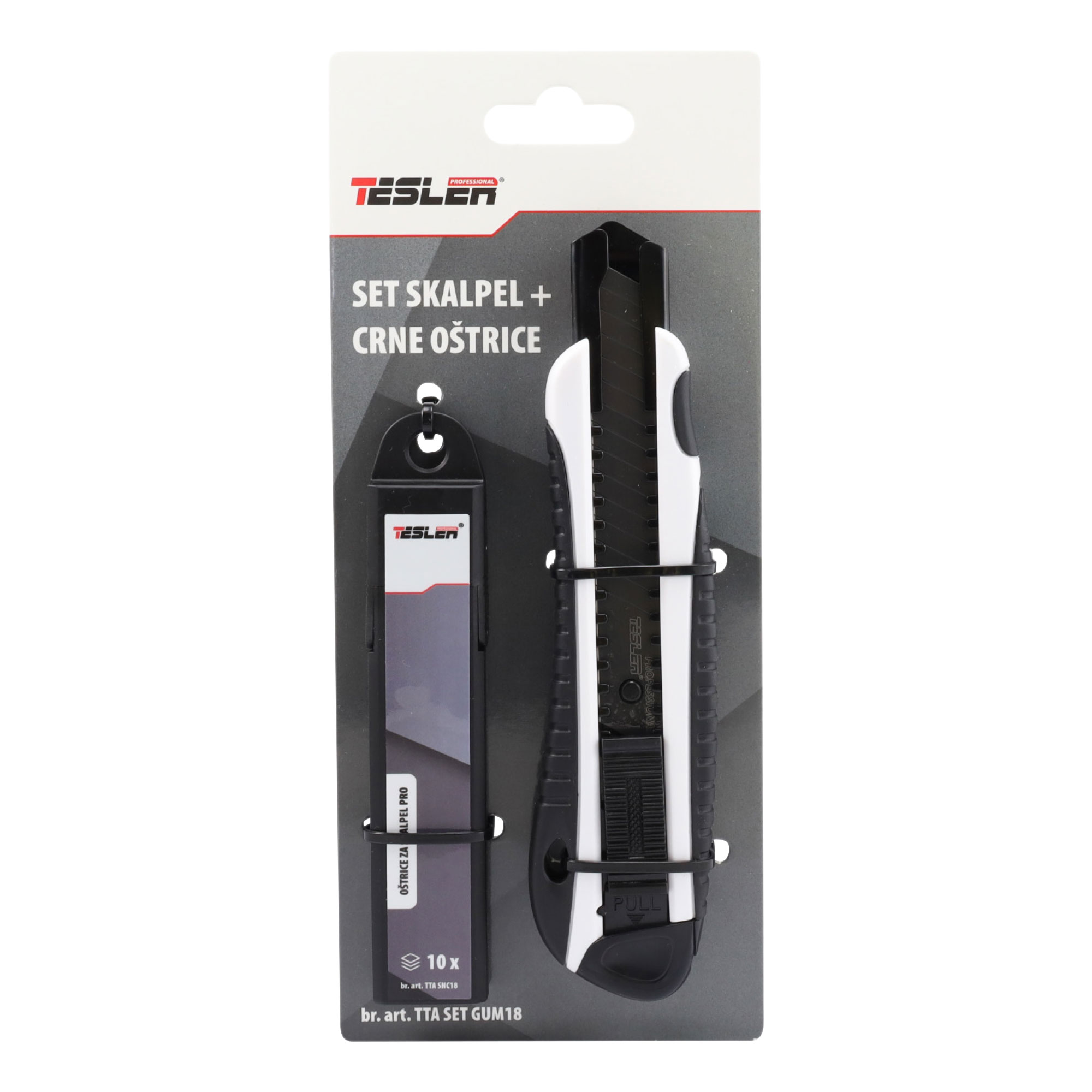SET SKALPEL+OŠTRICE CRNE PRO 18mm, 10kom SET SKALPEL+OŠTRICE CRNE PRO 18mm, 10kom - Slika 1