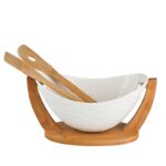 Altom Design zdjela za salatu s podlogom i žlicama od bambusa 32 x 15 x16 cm - 01010052478