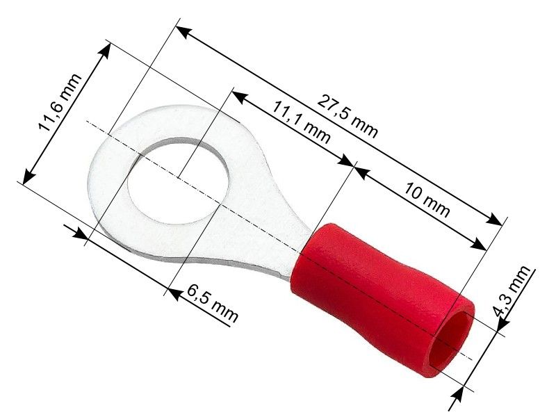 KSA ELEKTROPROFI Okrugla stopica 0.5-1.5 mm2, 6,5/27,5mm, Ø 4,3mm, crvena, 100 kom PR43-017 KSA ELEKTROPROFI Okrugla stopica 0.5-1.5 mm2, 6,5/27,5mm, Ø 4,3mm, crvena, 100 kom PR43-017 - Slika 1