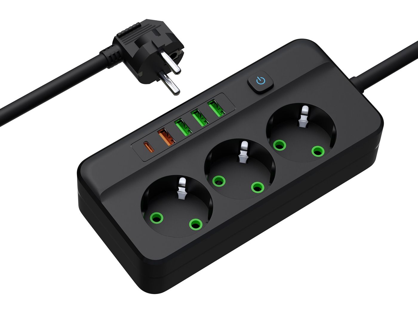 KSA ELEKTROPROFI Produžni kabel PS-350Z, 3 utičnice, 4x USB, 3 m, crni, 3x1 mm² PR98-319 KSA ELEKTROPROFI Produžni kabel PS-350Z, 3 utičnice, 4x USB, 3 m, crni, 3x1 mm² PR98-319 - Slika 1