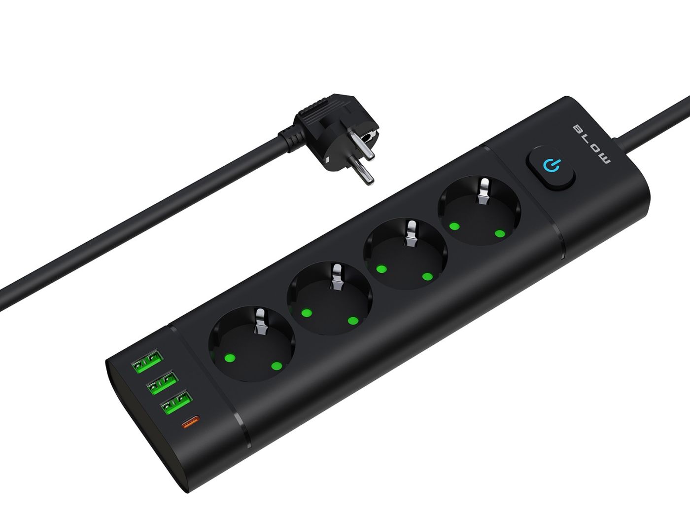 KSA ELEKTROPROFI Produžni kabel PS-450T, 4 utičnice, 3x USB, 1,5 m, crni, 3x1 mm² PR98-325 KSA ELEKTROPROFI Produžni kabel PS-450T, 4 utičnice, 3x USB, 1,5 m, crni, 3x1 mm² PR98-325 - Slika 1