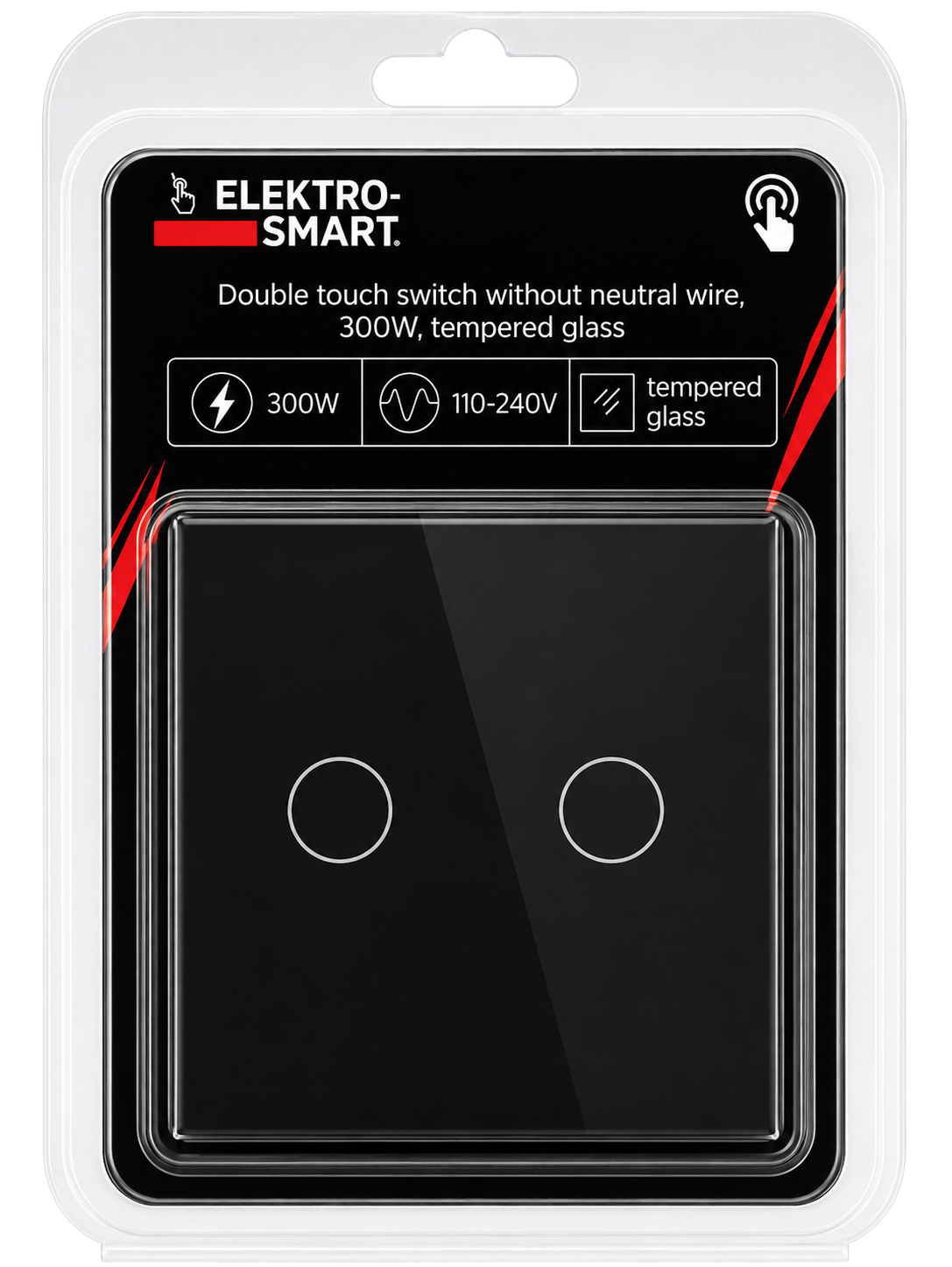 KSA ELEKTROPROFI ELEKTRO SMART serijski prekidač na dodir bez neutralnog vodiča, 300W, kaljeno staklo B-B-SCR201-BK KSA ELEKTROPROFI ELEKTRO SMART serijski prekidač na dodir bez neutralnog vodiča, 300W, kaljeno staklo B-B-SCR201-BK - Slika 1