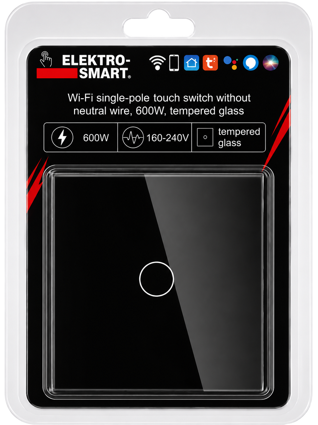 KSA ELEKTROPROFI ELEKTRO SMART Wi‑Fi jednopolni prekidač na dodir bez neutralnog vodiča, 600W B-B-6WF101L-BK KSA ELEKTROPROFI ELEKTRO SMART Wi‑Fi jednopolni prekidač na dodir bez neutralnog vodiča, 600W B-B-6WF101L-BK - Slika 1